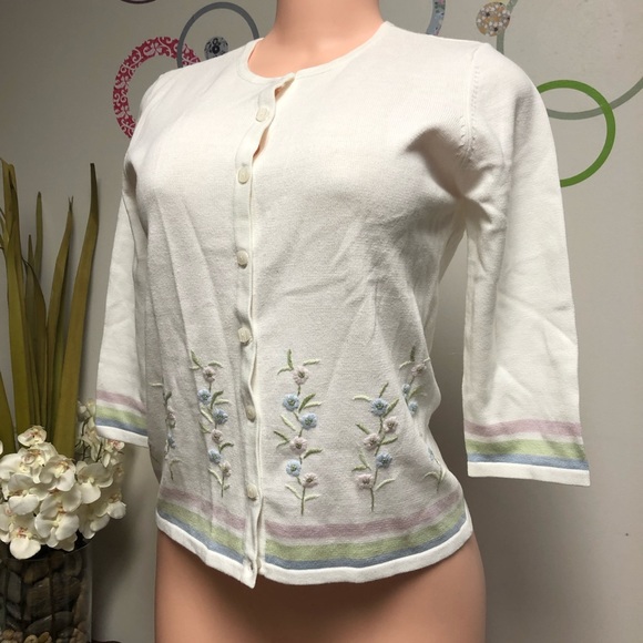 Liz Claiborne  First Issue cardigan white SP - Picture 1 of 3